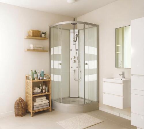 Cabine de douche hydromassante Amélia Grise 90x90x224 cm
